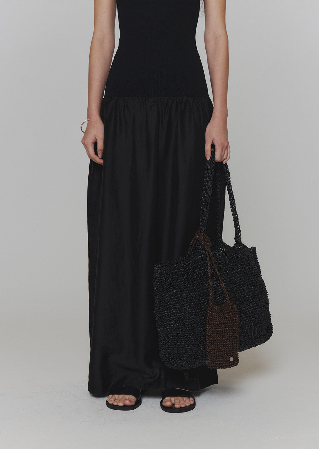 mini handmade leather net bag, brown