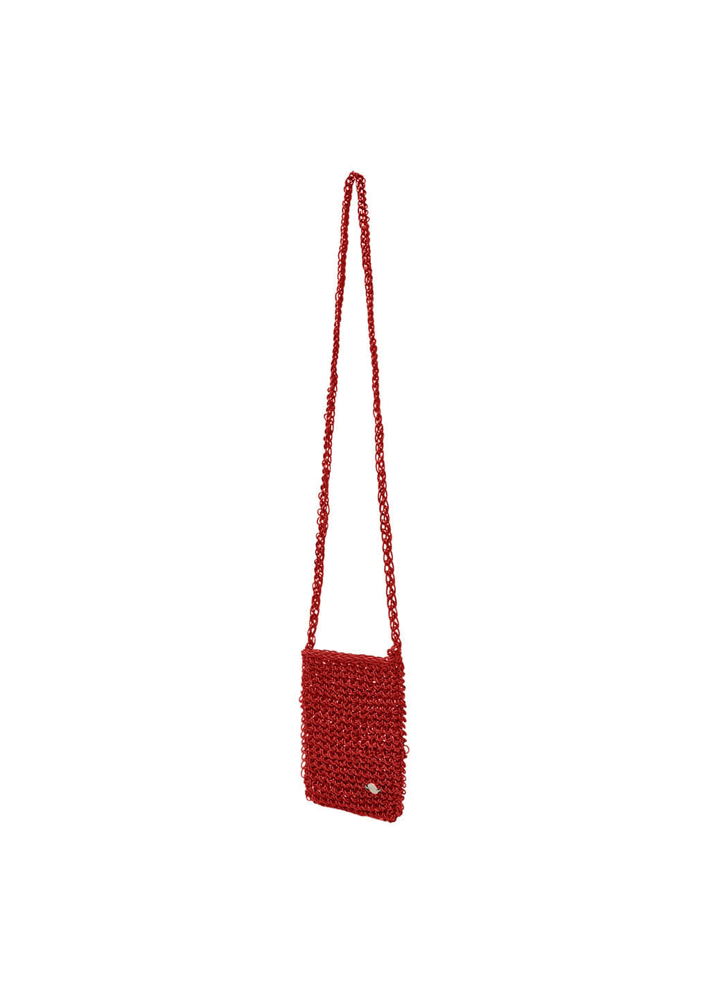 mini handmade leather net bag, red hover