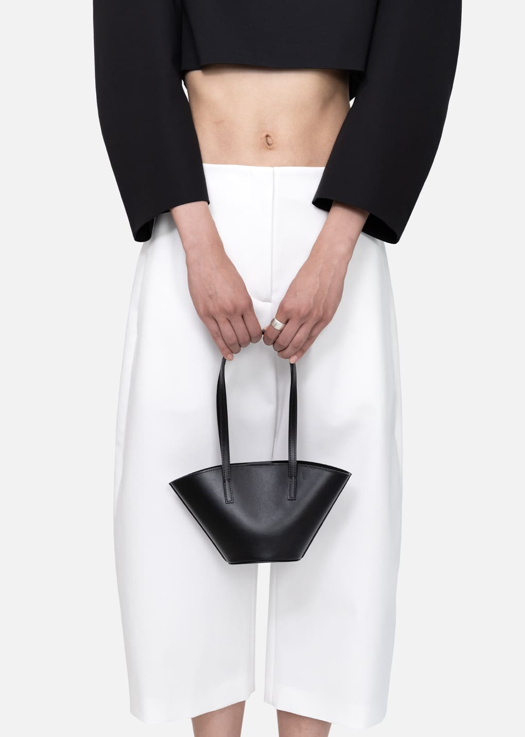 mini leather bucket bag, black