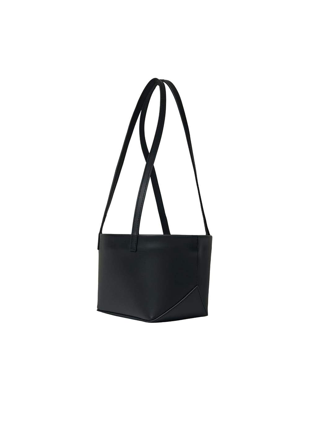 mini square leather bag, black
