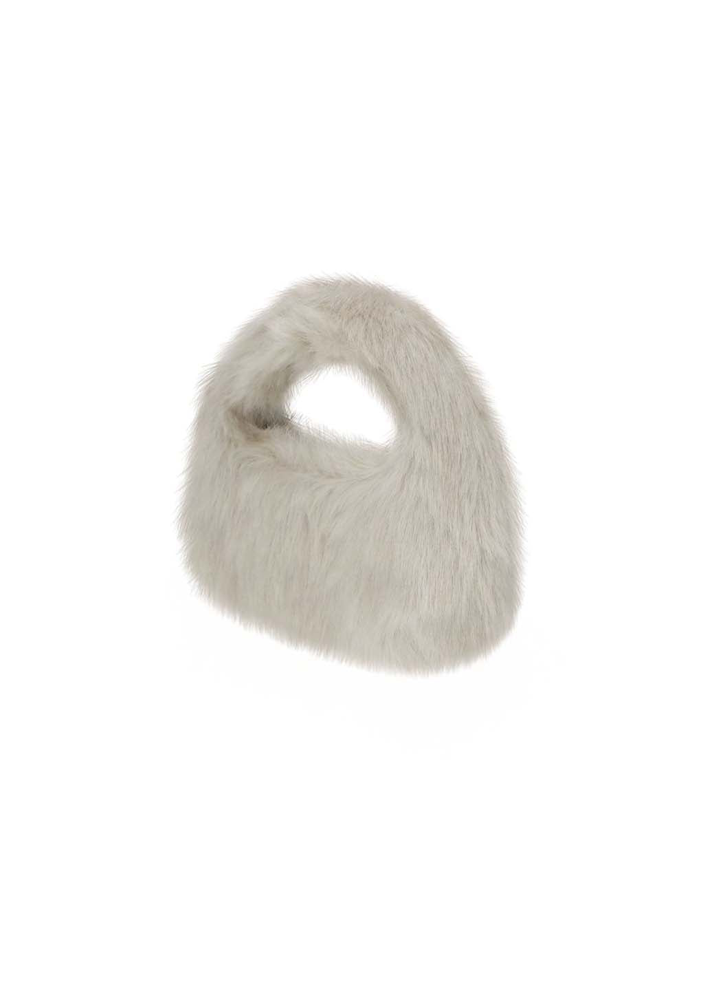 mini fur tote bag, ivory hover