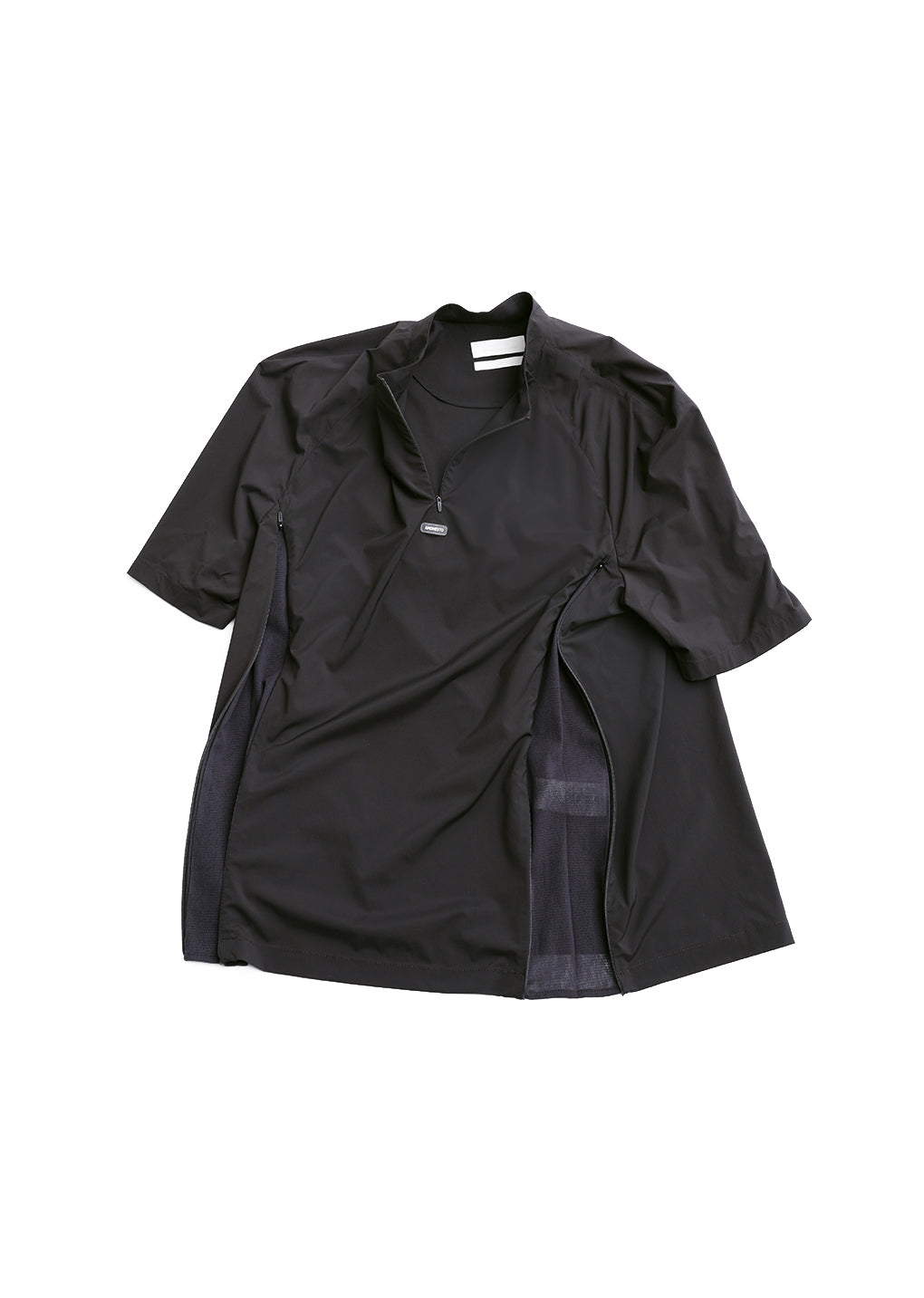 men's mock neck half zip up top, charcoal