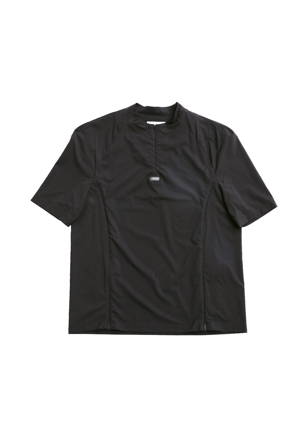 men's mock neck half zip up top, charcoal hover