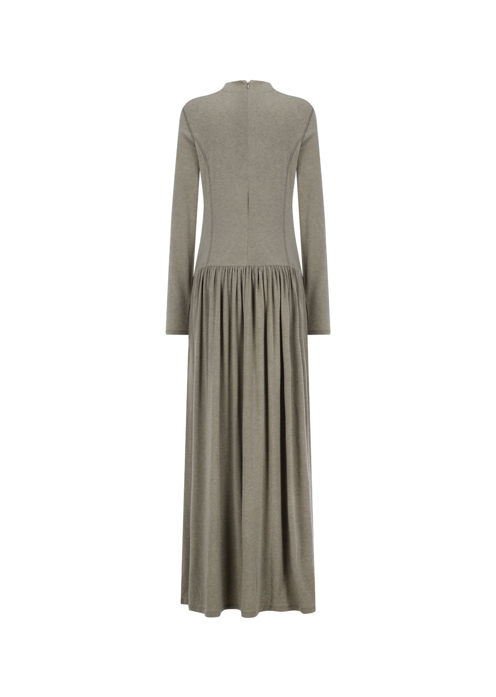 mock neck jersey dress, beige