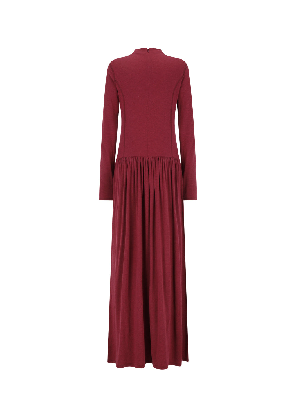 mock neck jersey dress, red