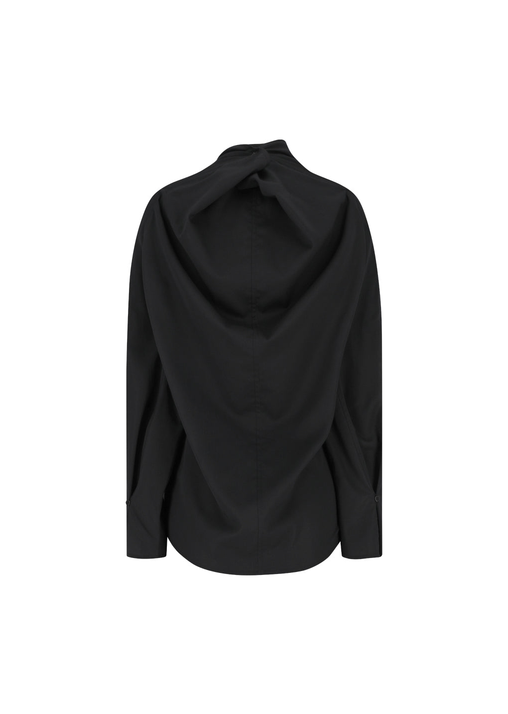 mock neck two way blouse, black