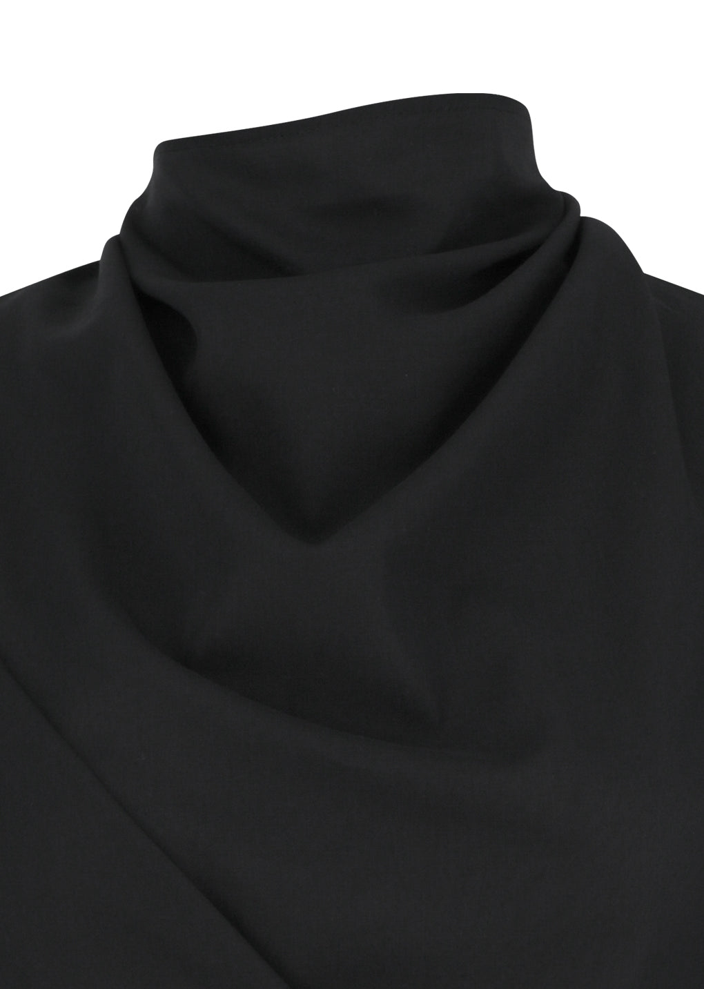 mock neck two way blouse, black