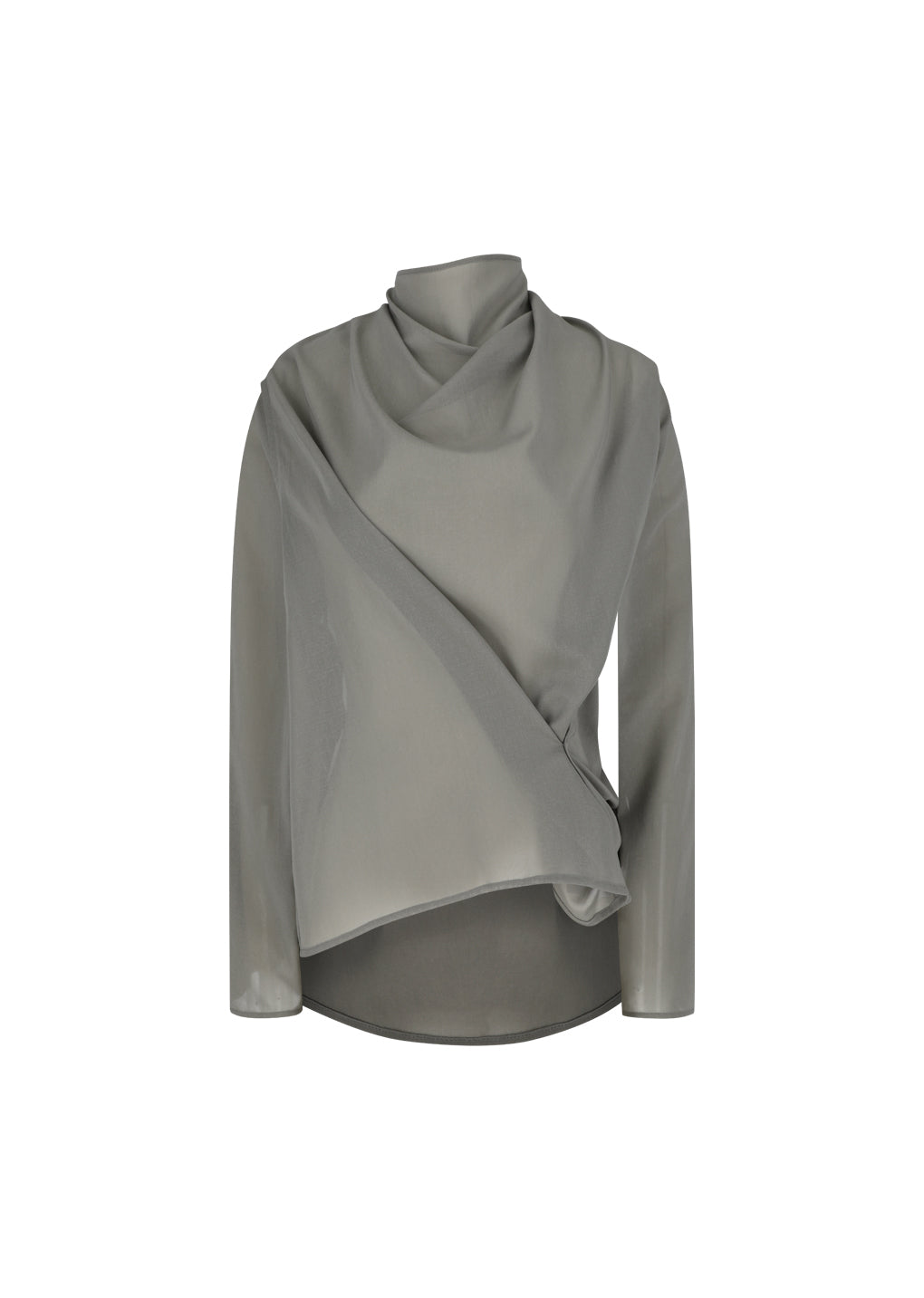 mock neck two way blouse, grey