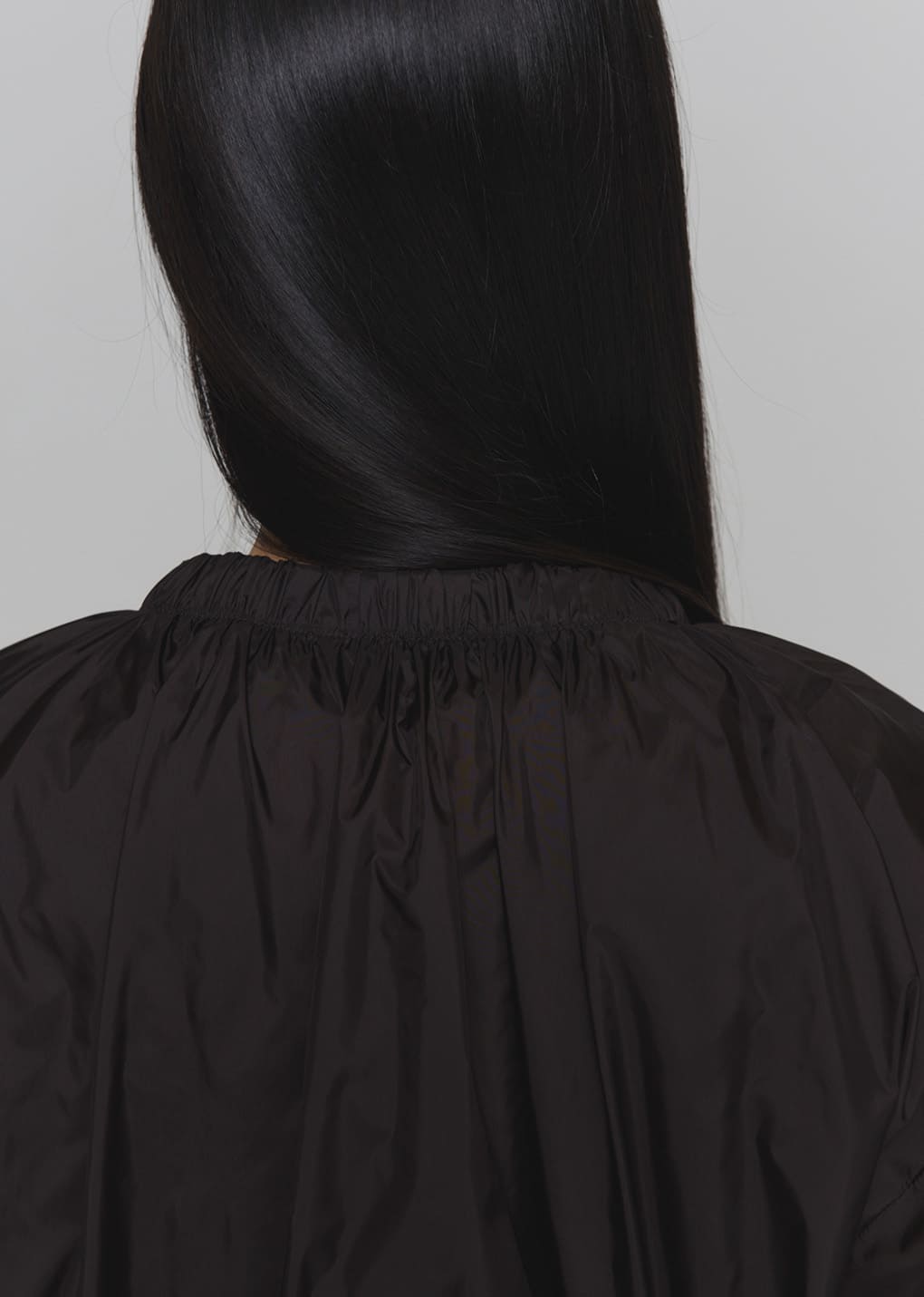 neck shirring volume jumper, dark brown