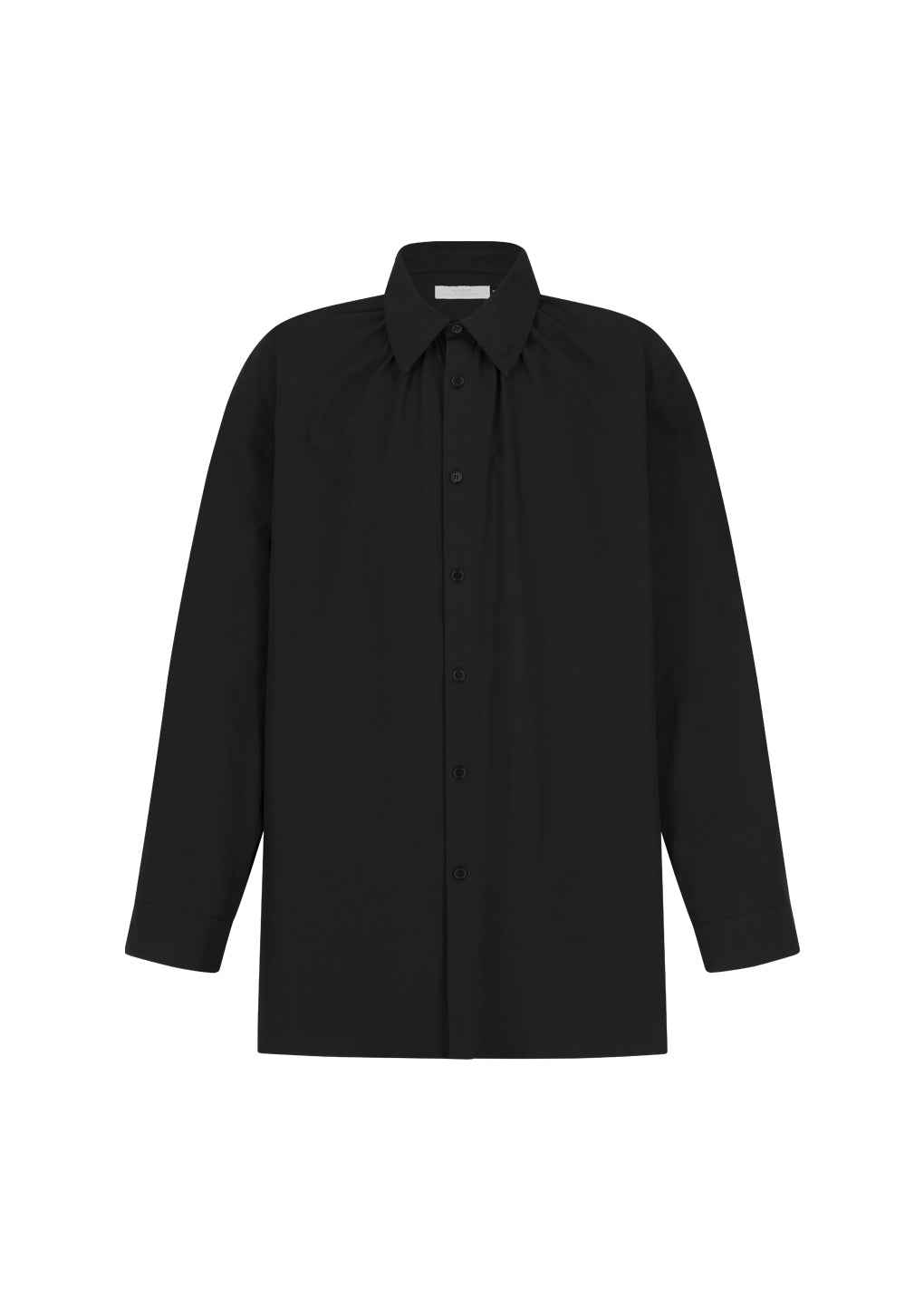 neck shirring oversized shirts, black