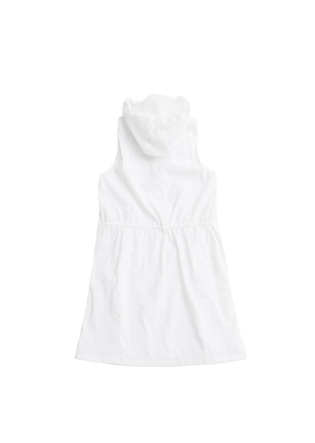 nylon hooded mini dress, white