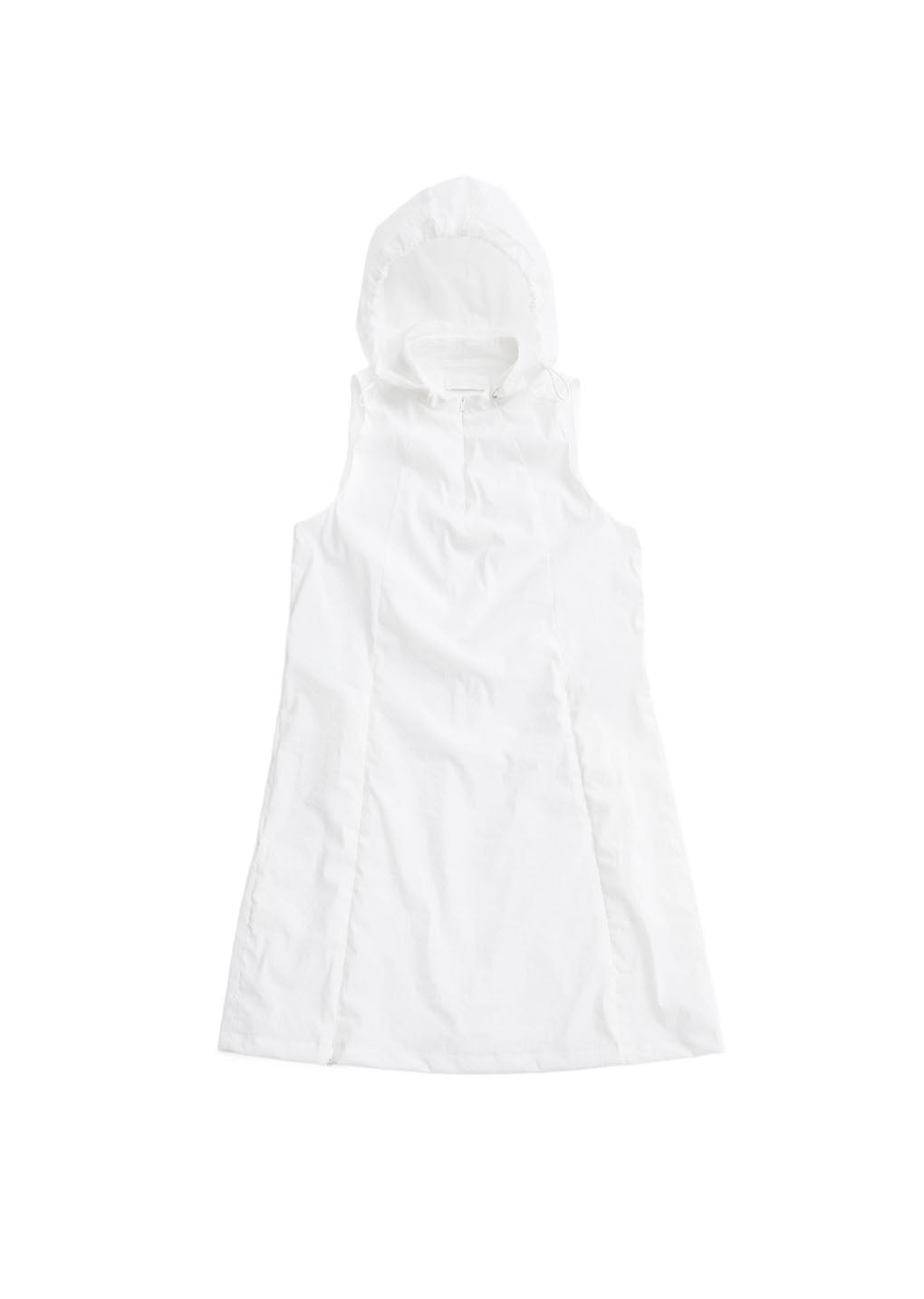 nylon hooded mini dress, white