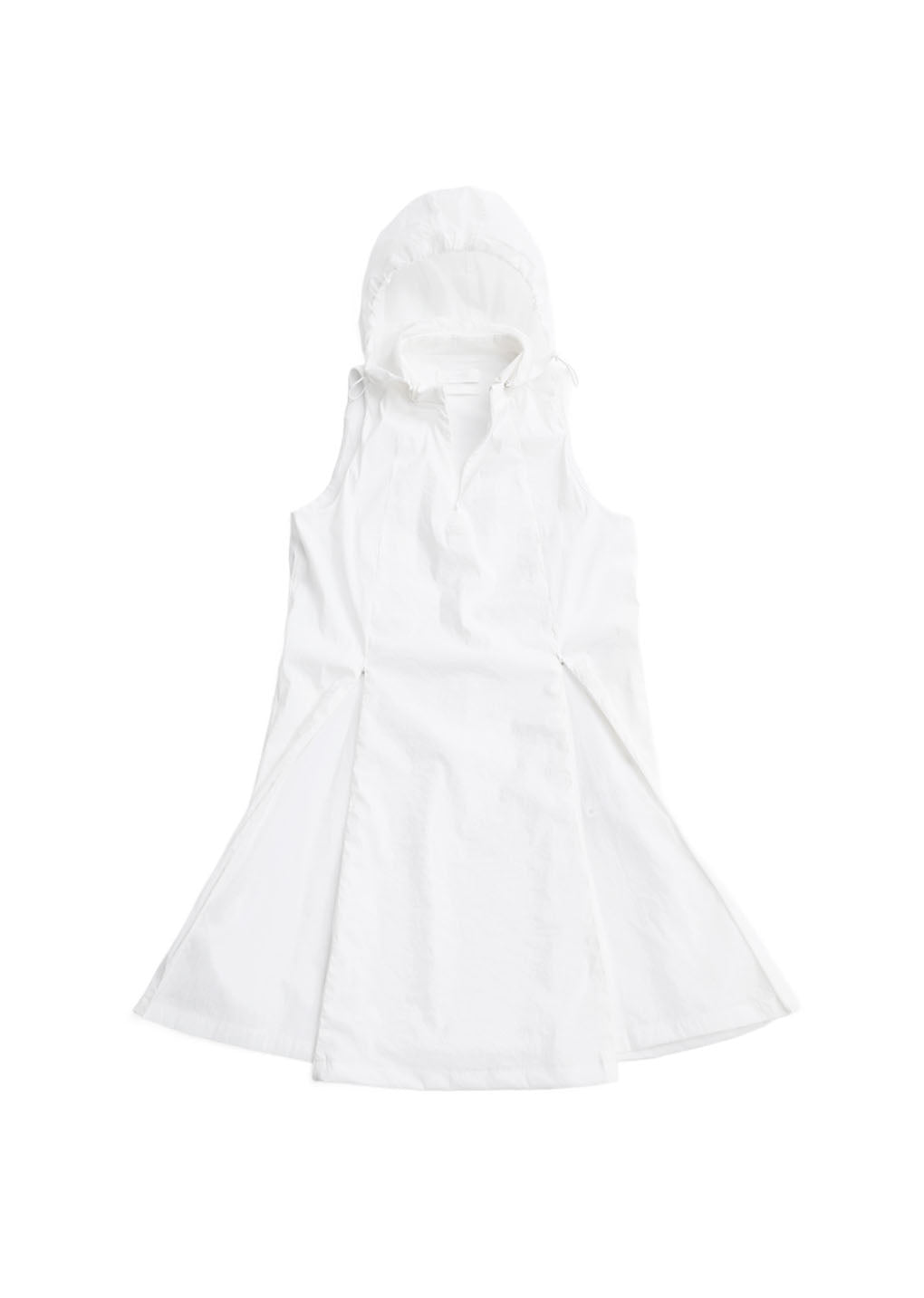 nylon hooded mini dress, white