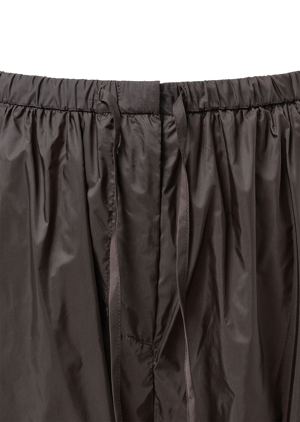 nylon shirring pants, dark brown