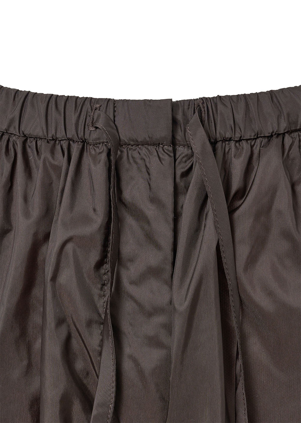 nylon shirring pants, dark brown