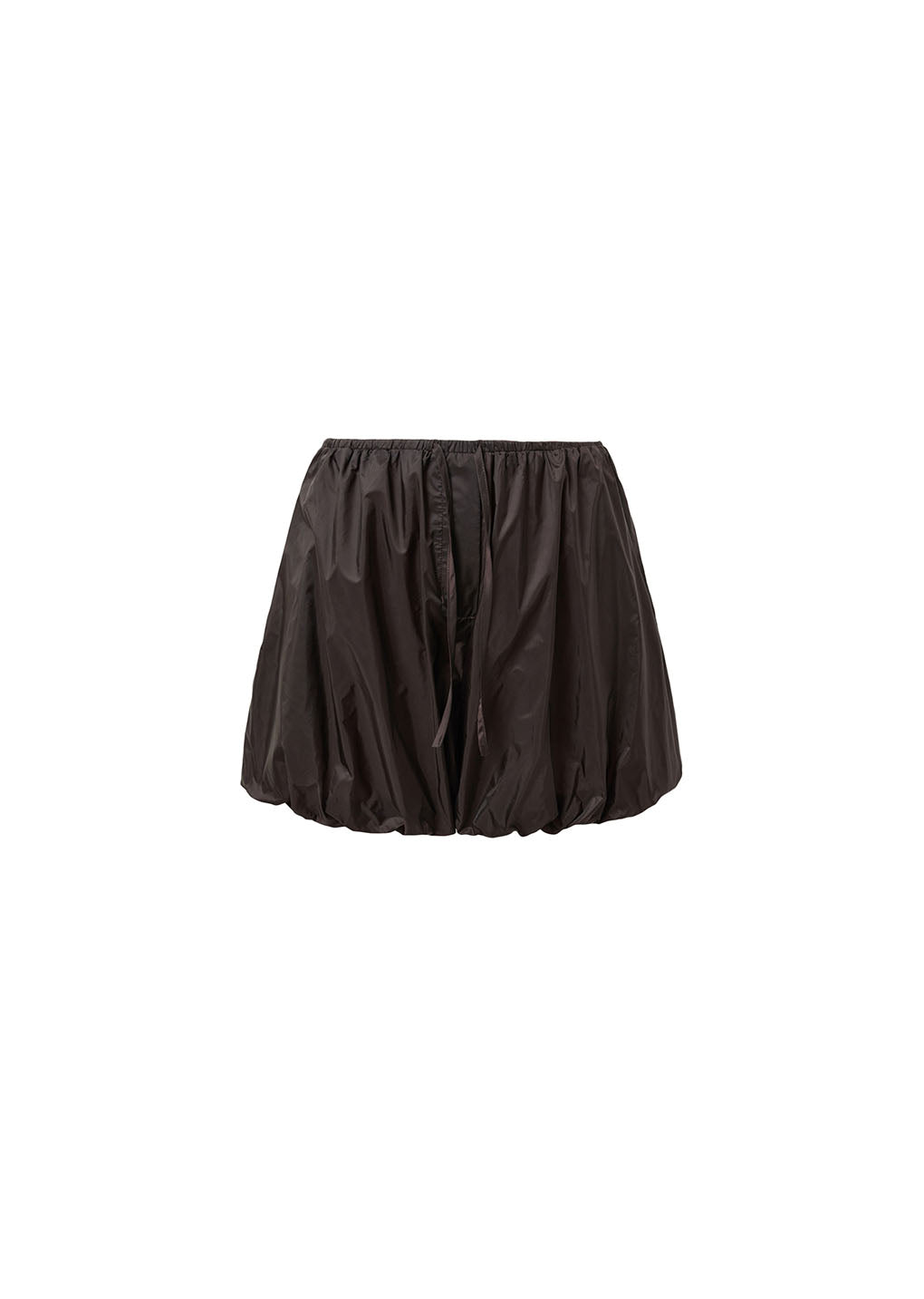 nylon shirring shorts, dark brown