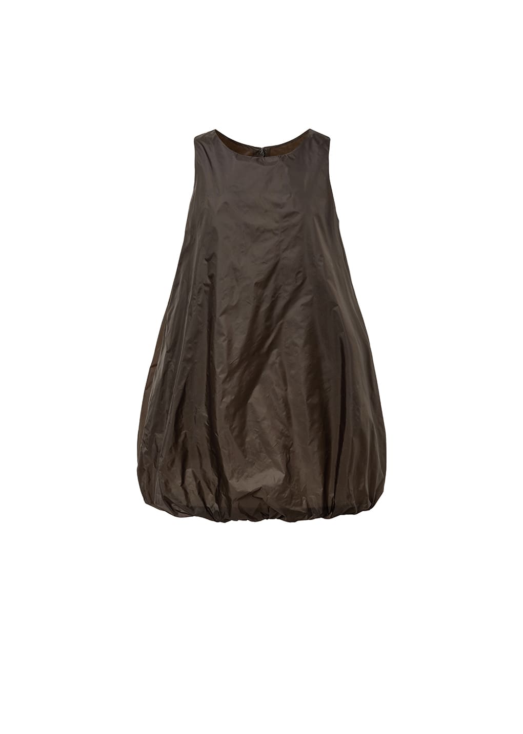 NYLON VOLUME MINI DRESS, BROWN