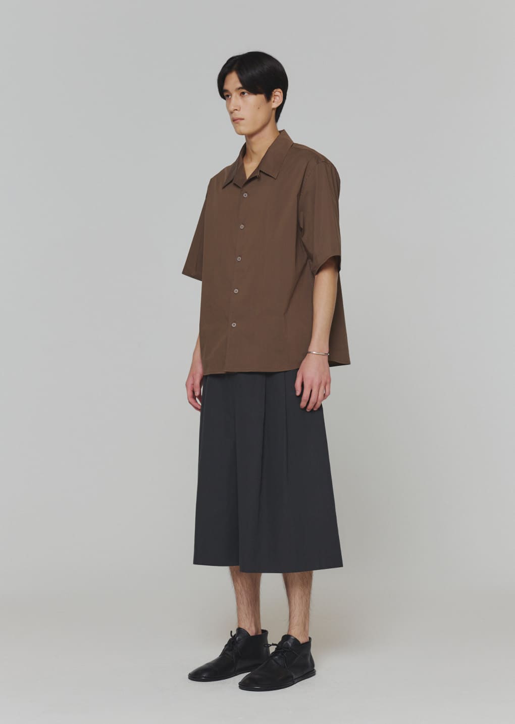 open collar half shirts, brown