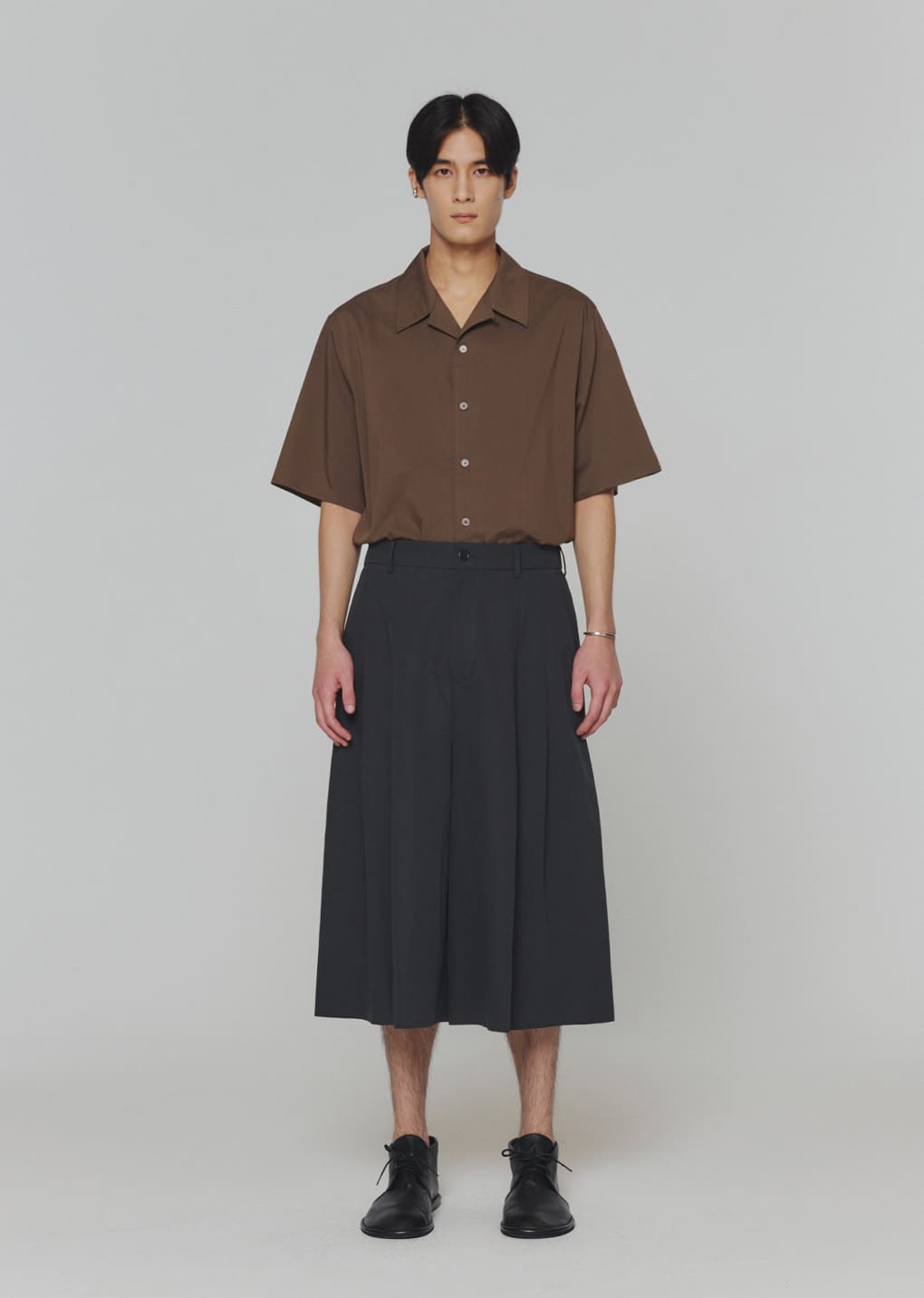 open collar half shirts, brown