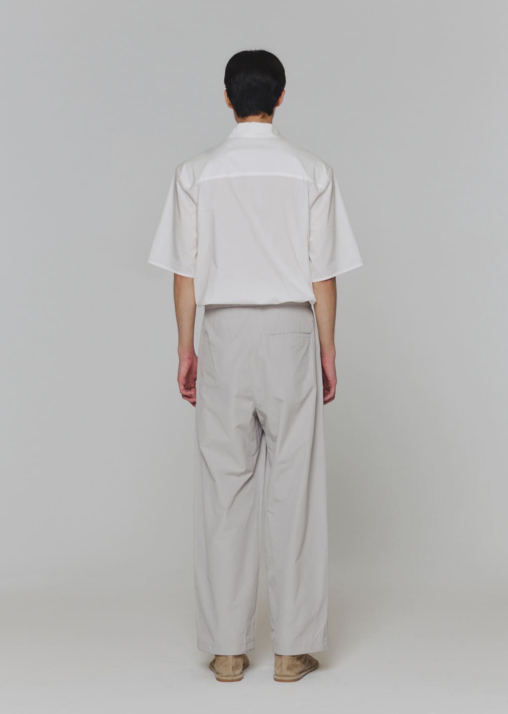 open collar half shirts, white