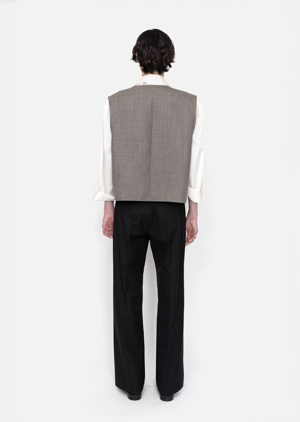 open collar shirt, ivory