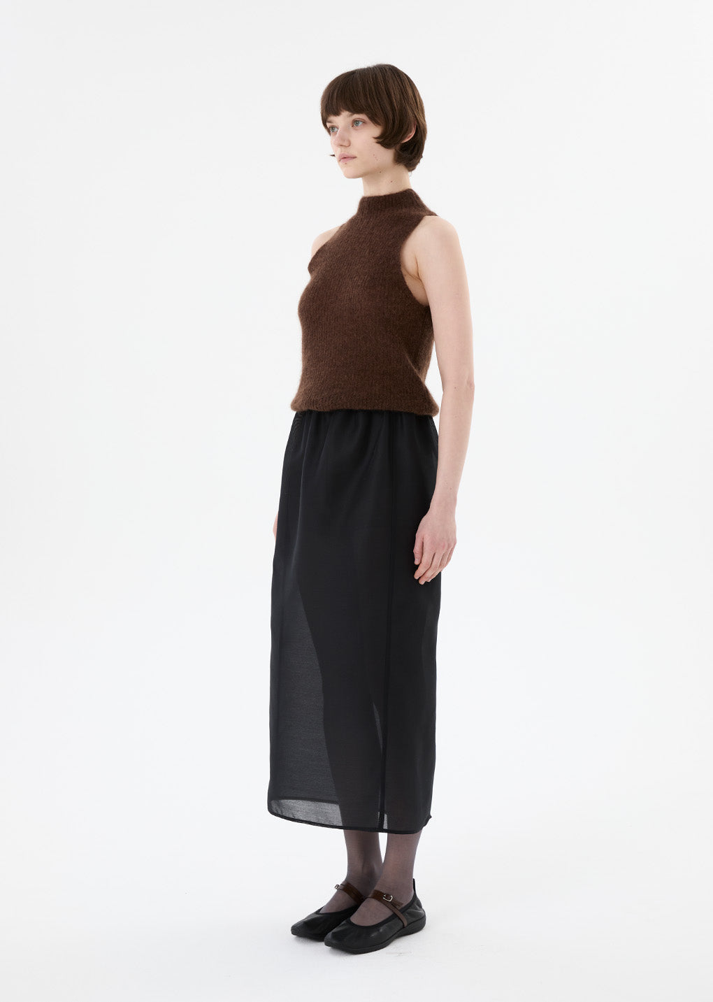 organza layered skirt, charcoal