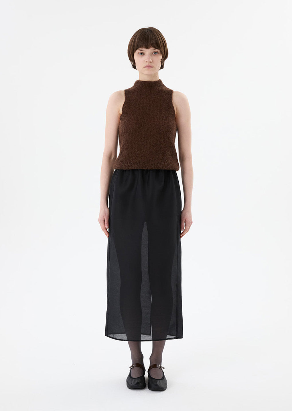 organza layered skirt, charcoal hover