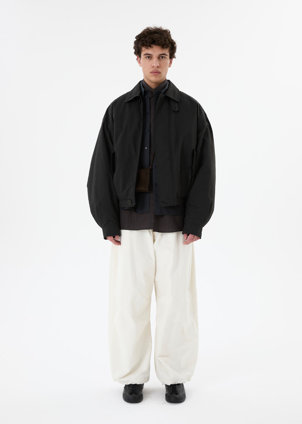 padded cotton nylon jumper, black hover