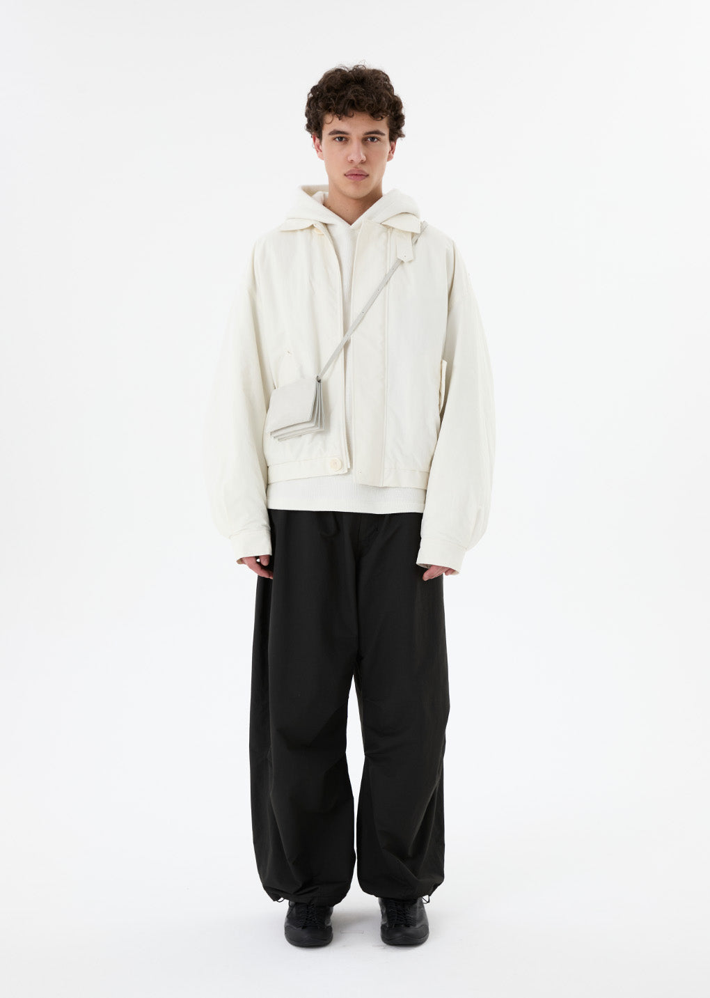 padded cotton nylon jumper, ecru hover