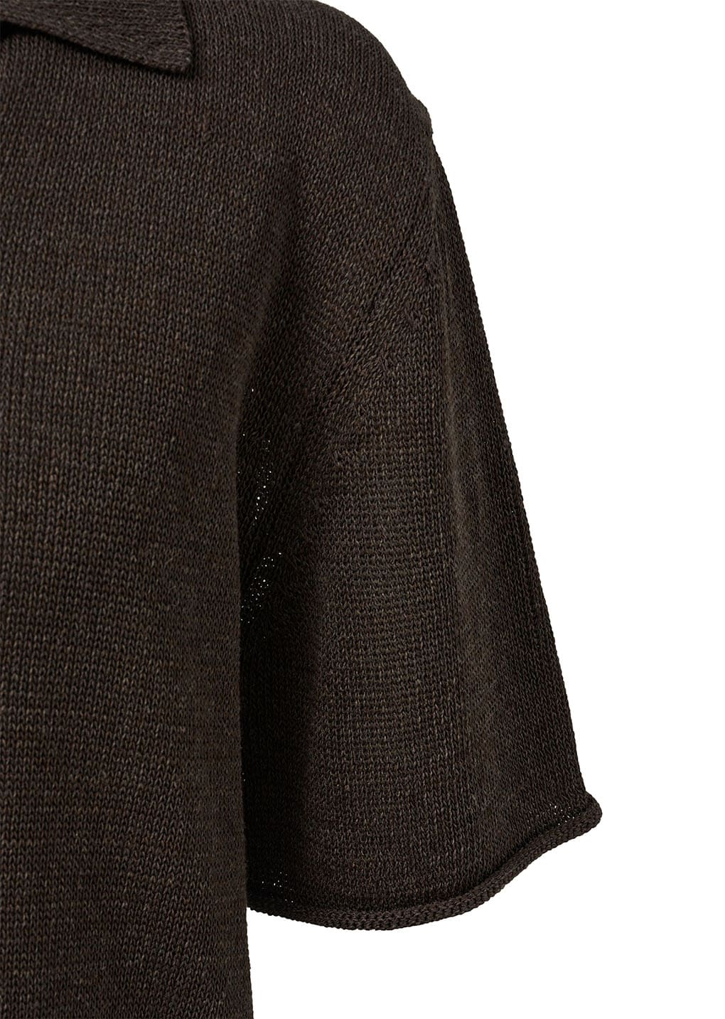 paper yarn collar knit, dark brown