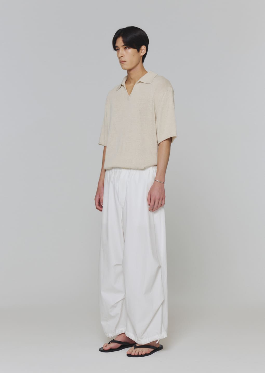 paper yarn collar knit, ecru