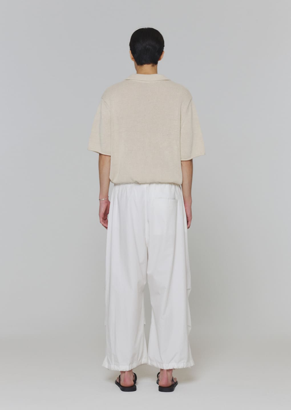 paper yarn collar knit, ecru