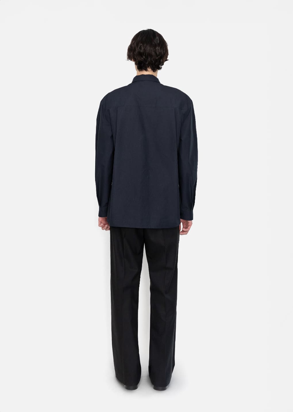 pleated shirt, navy