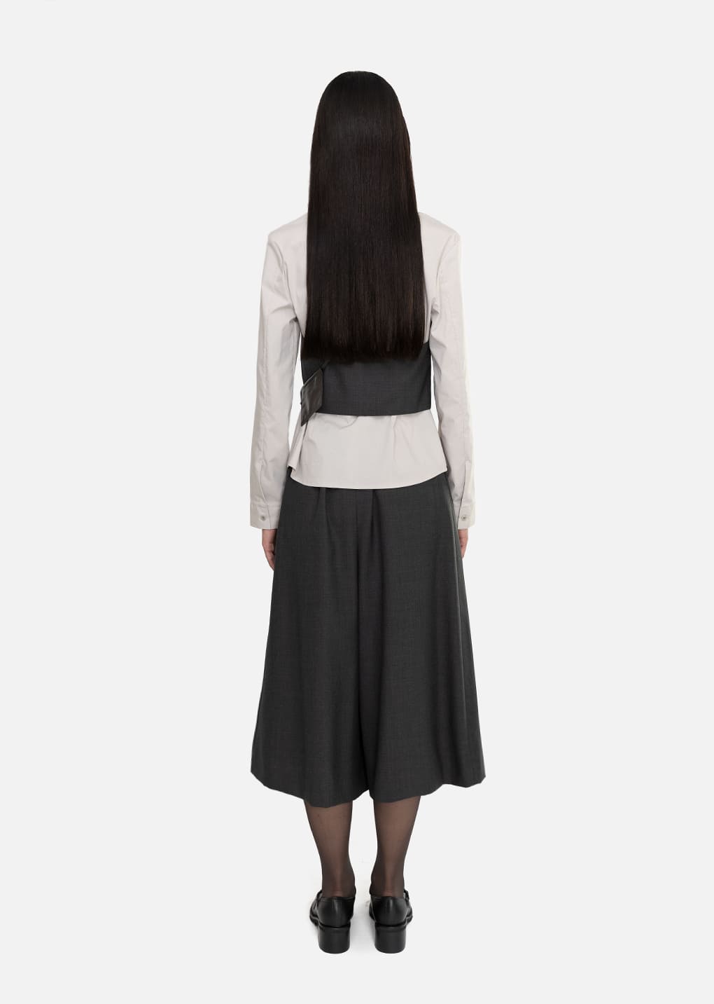 pleated wool culotte, grey