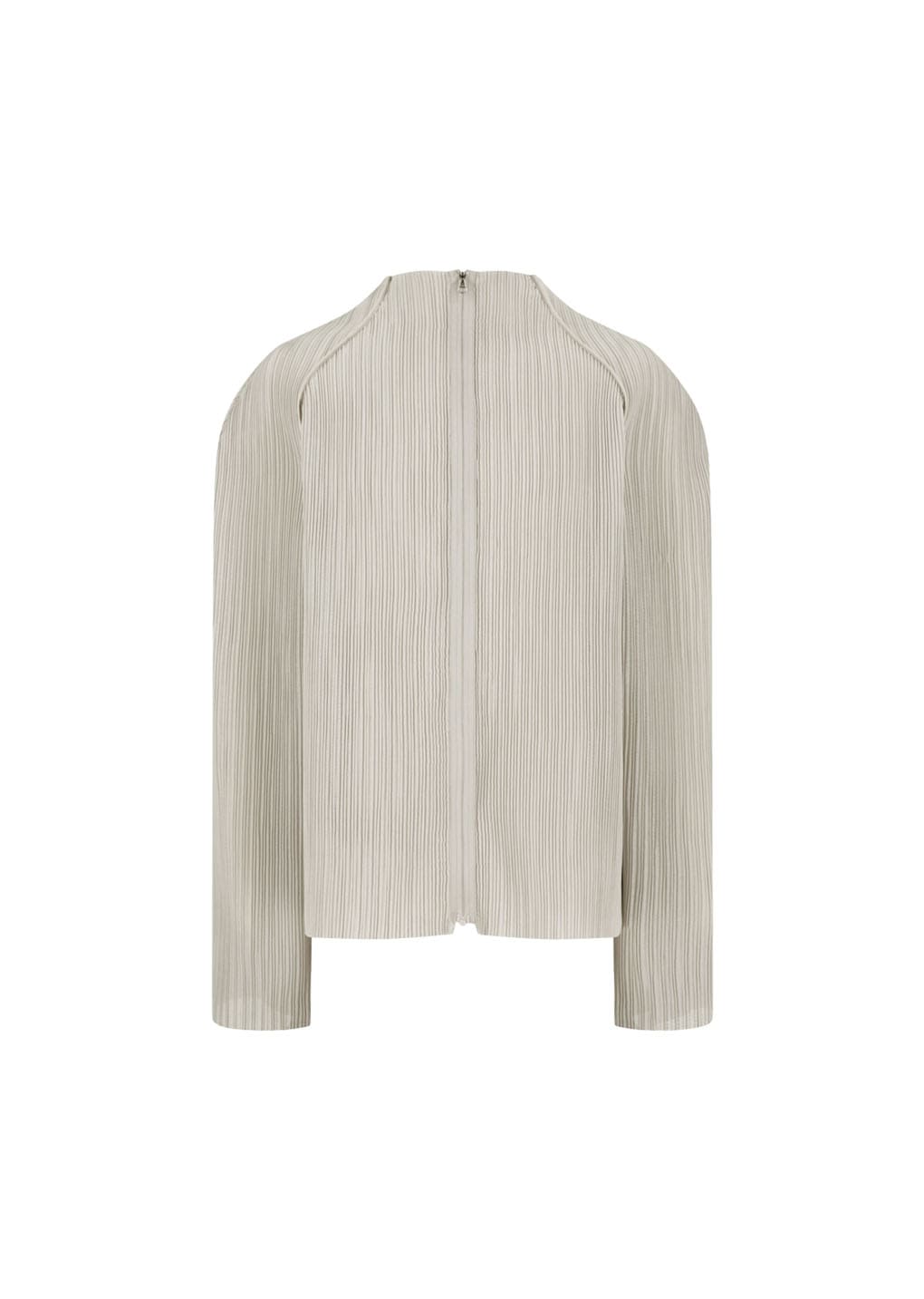 pleats zip up jumper, beige