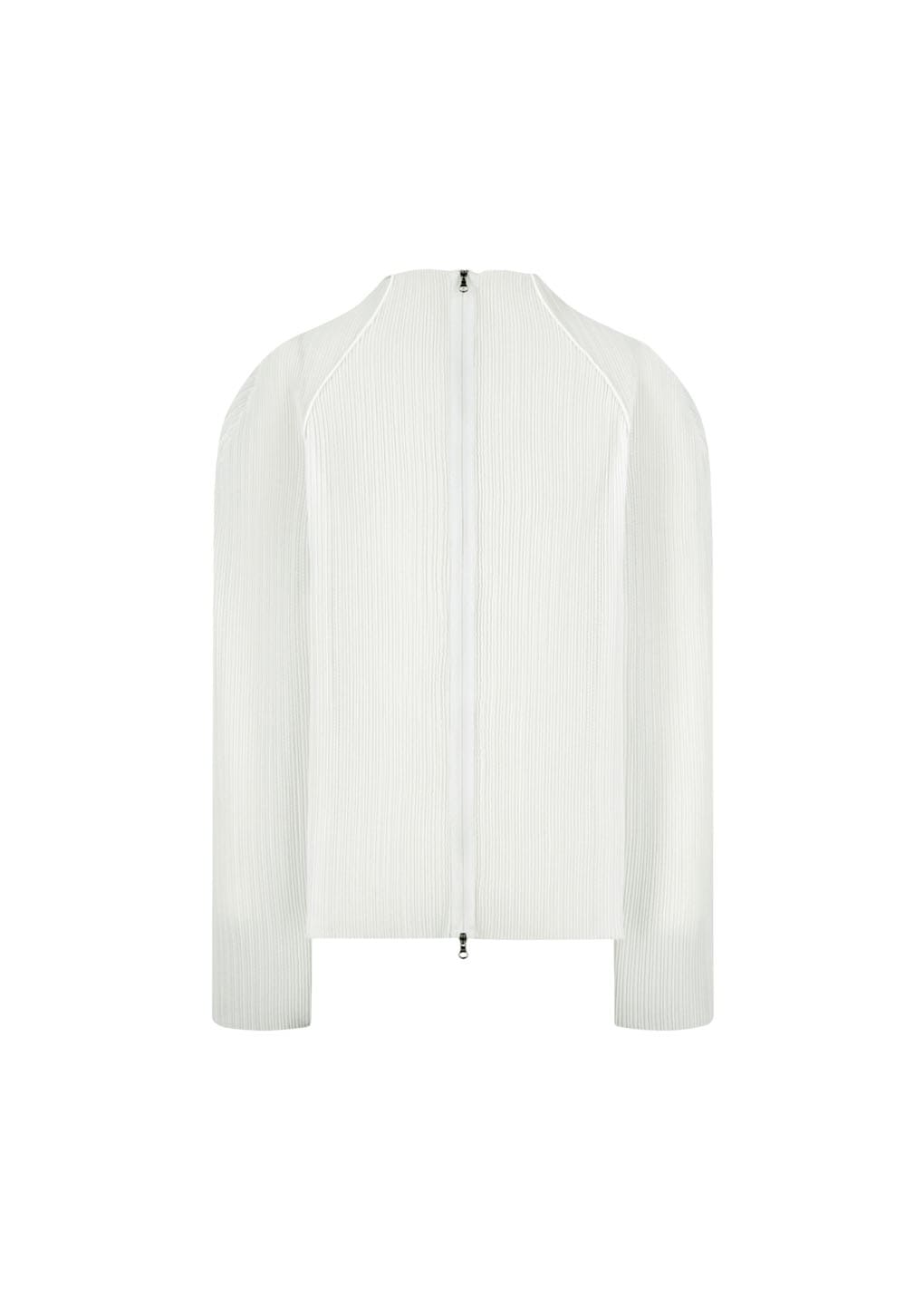 pleats zip up jumper, white