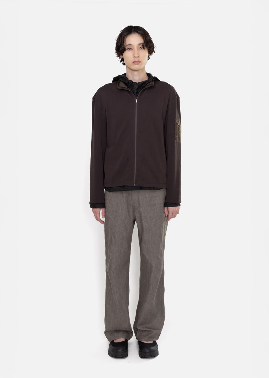 amomento パデッドボリュームジャンバー　ブラウン AMOMENTO SHEER NYLON PADDED CROP JUMPER – PARQS ONLINE STORE