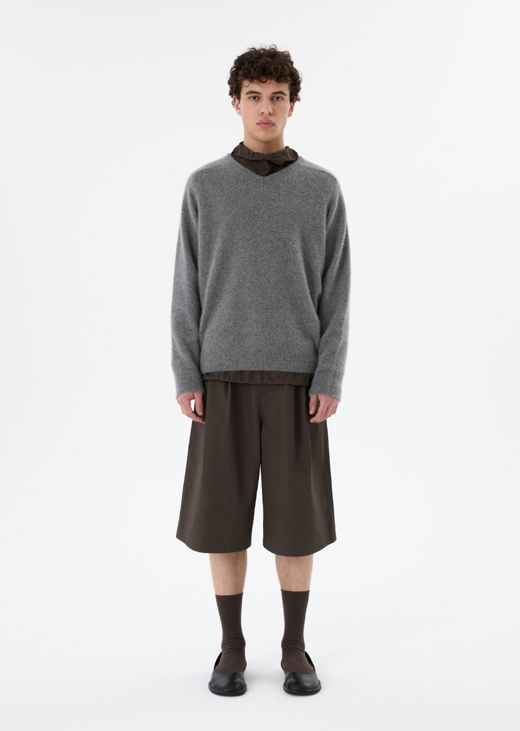 racoon v-neck knit, charcoal hover
