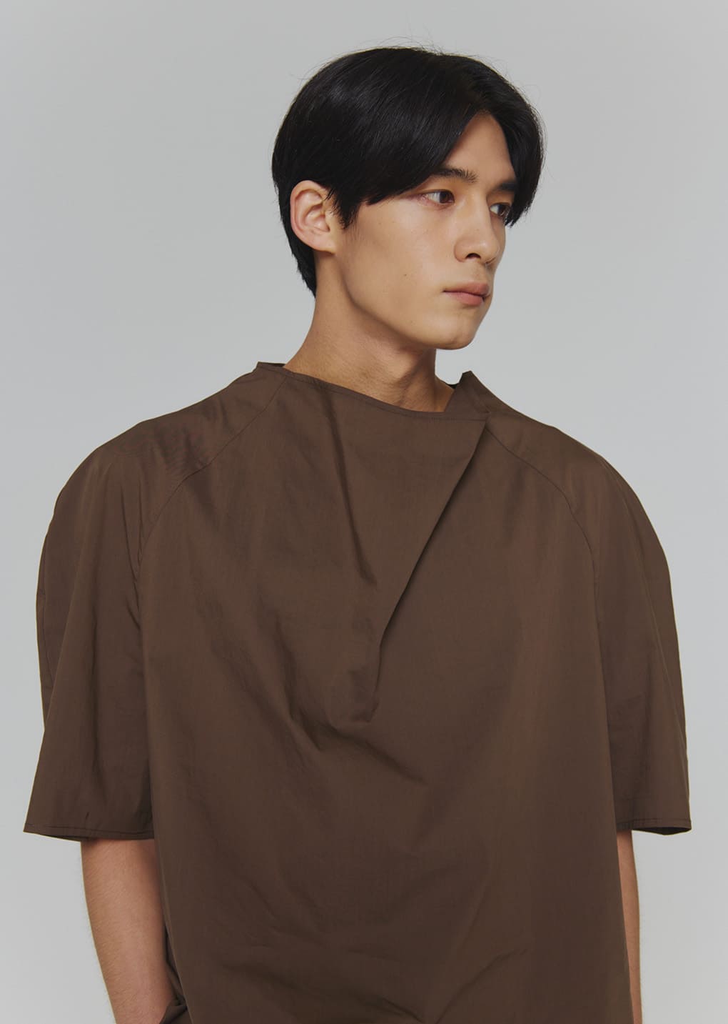 raglan cowl neck top, brown