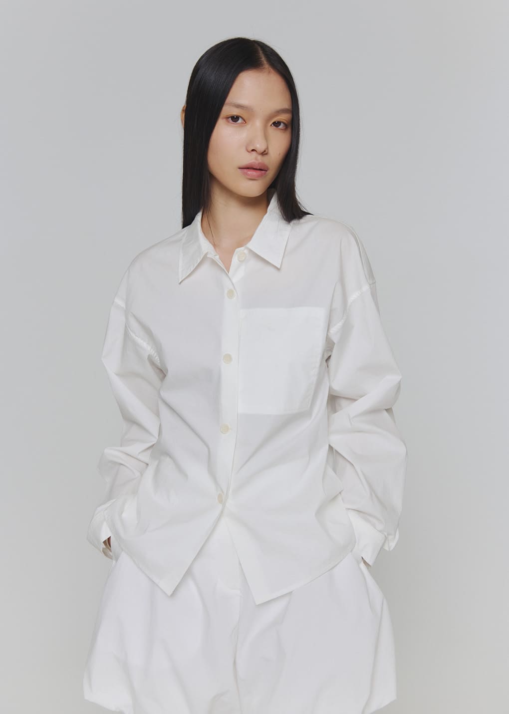 reverse pocket shirts, white