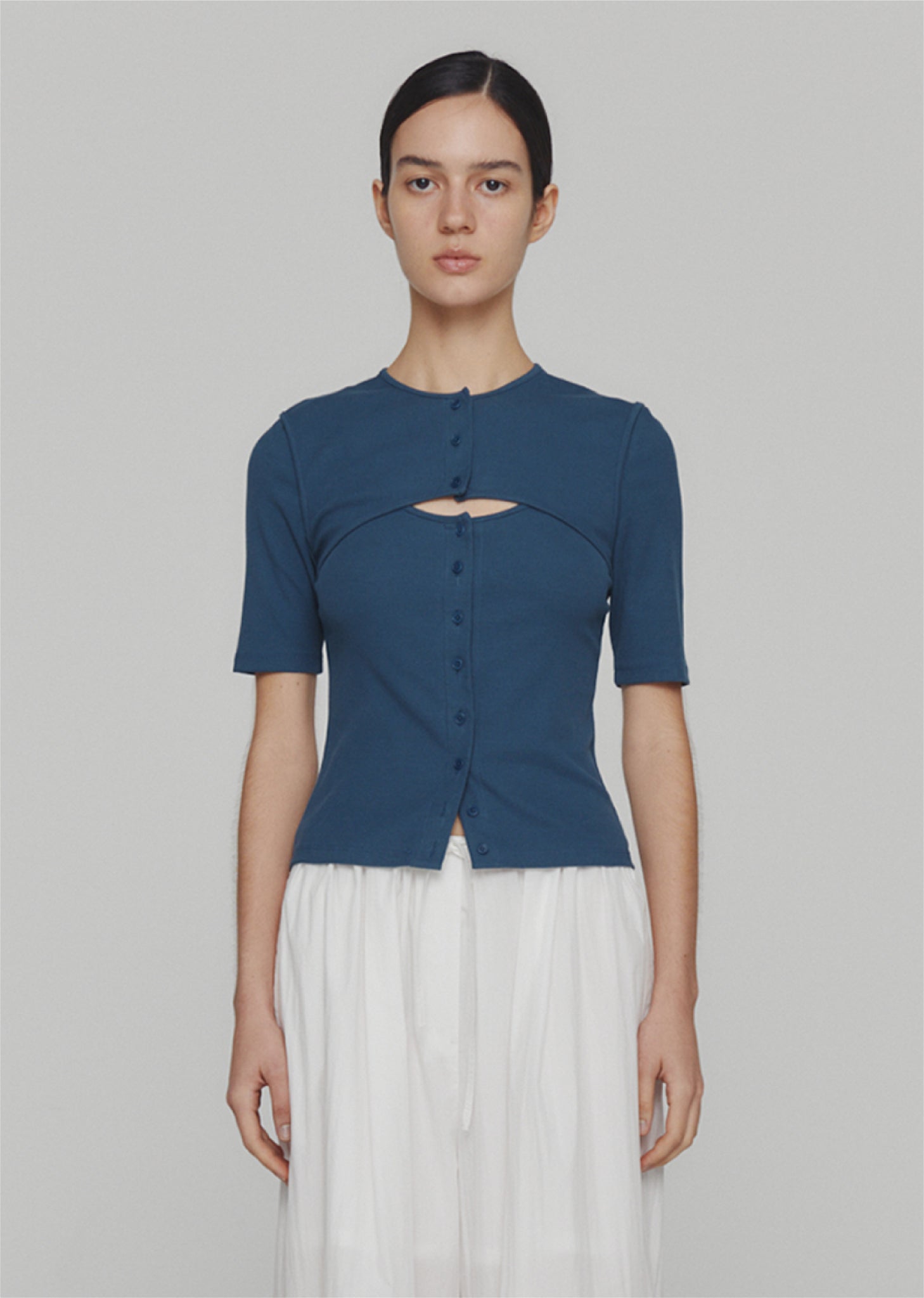 RIBBED BUTTON CARDIGAN TOP SET (3 COLORS) – AMOMENTO JP