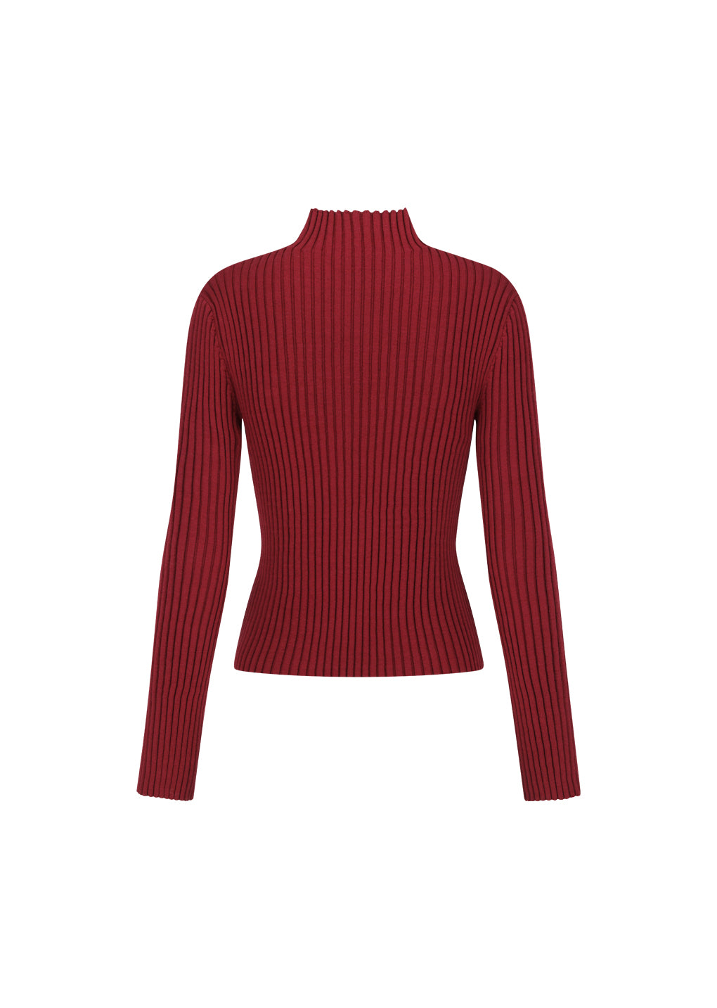 ribbed high neck zip up, burgundy hover