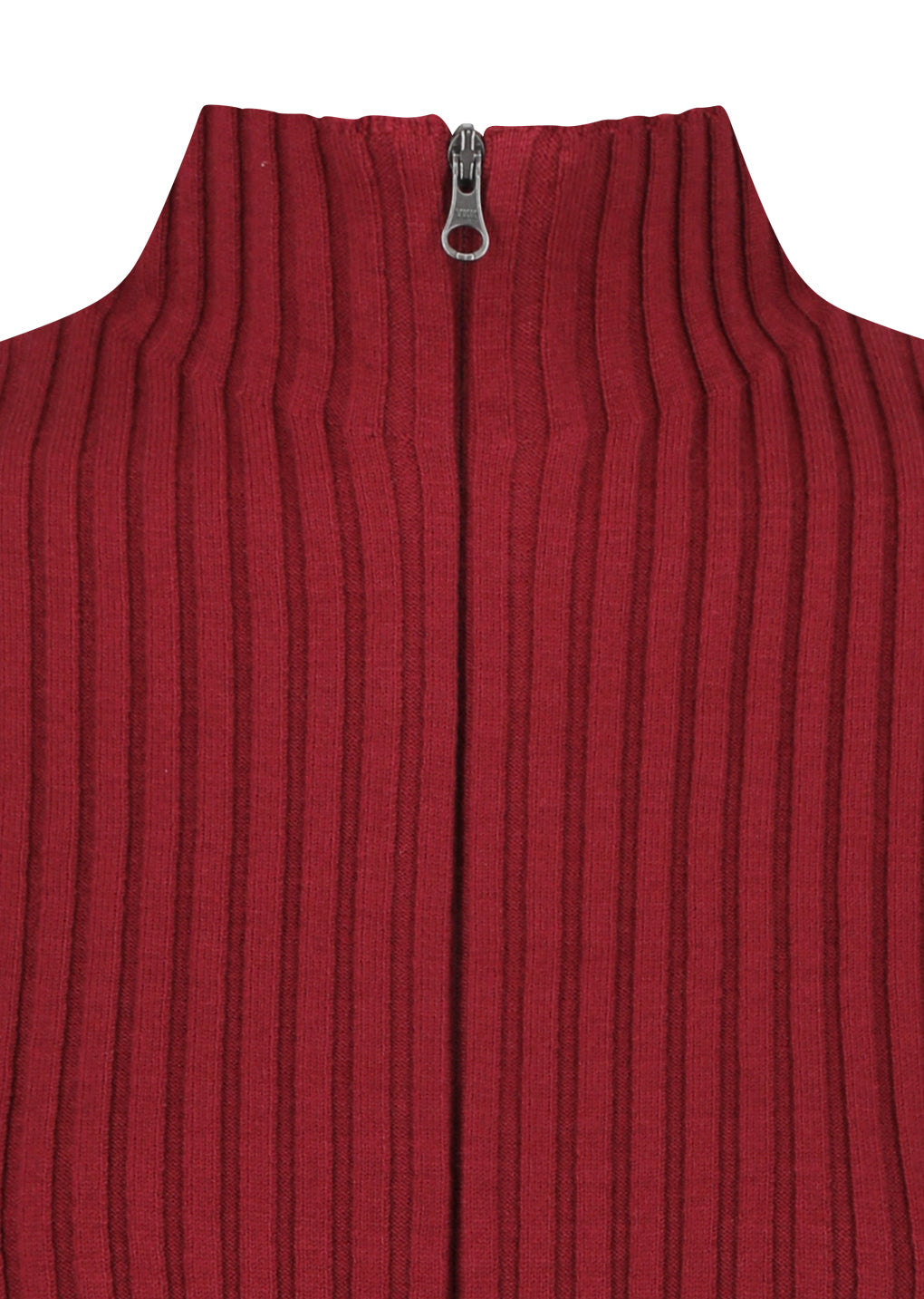 ribbed high neck zip up, burgundy