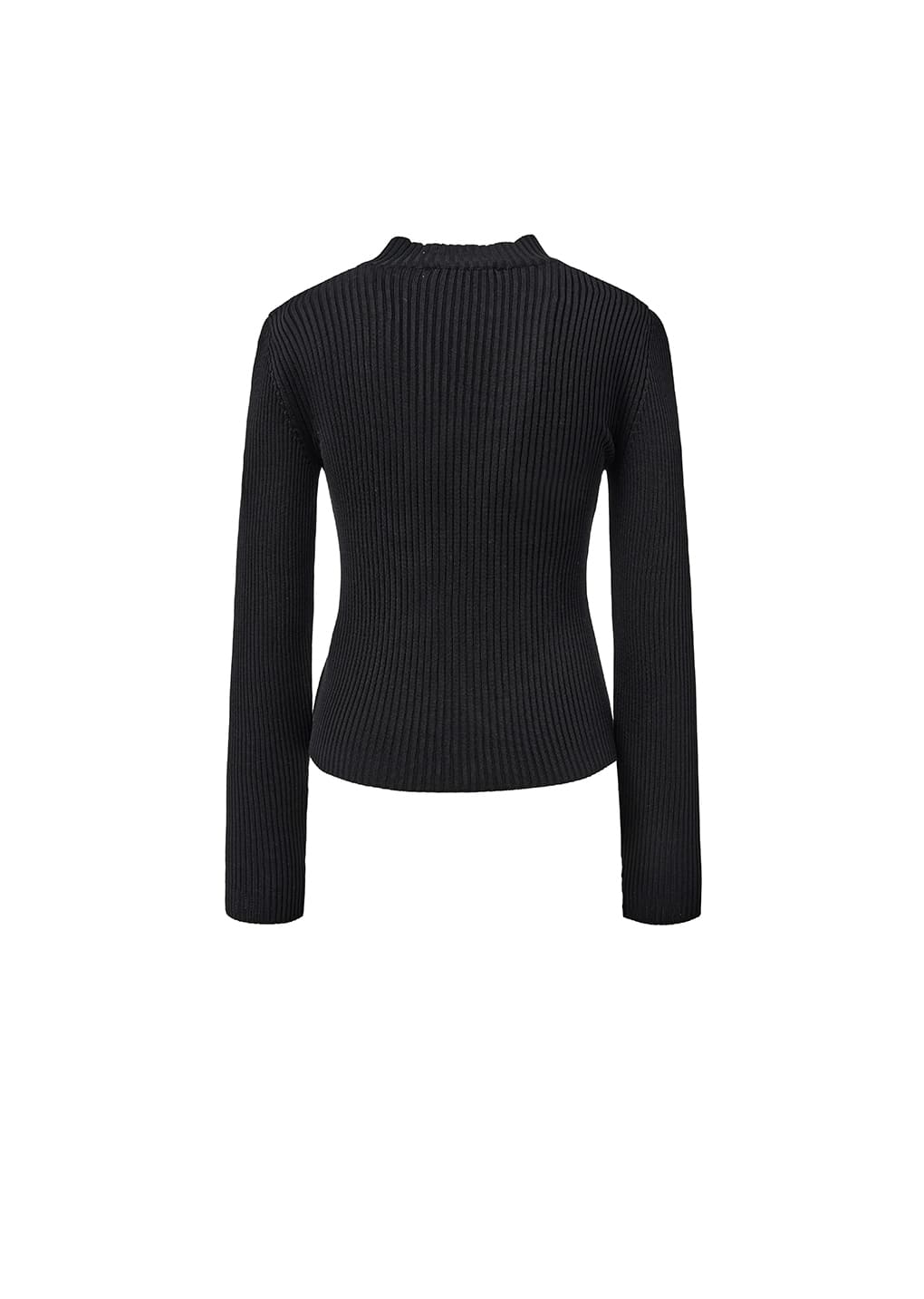 RIBBED MOCK NECK CARDIGAN, BLACK