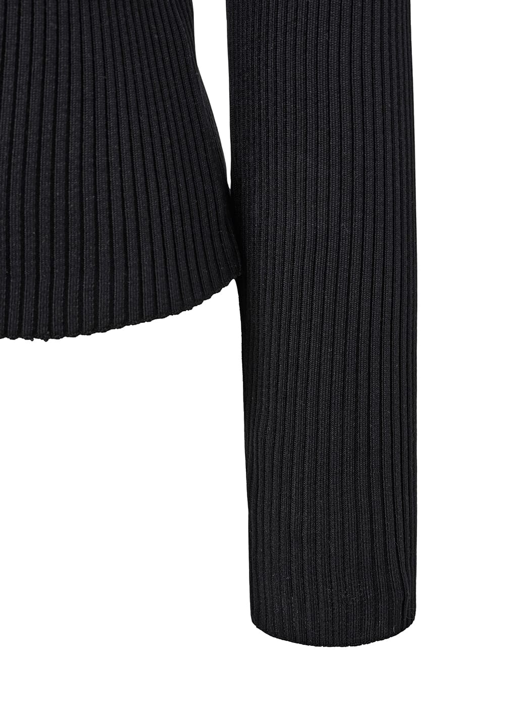 RIBBED MOCK NECK CARDIGAN, BLACK