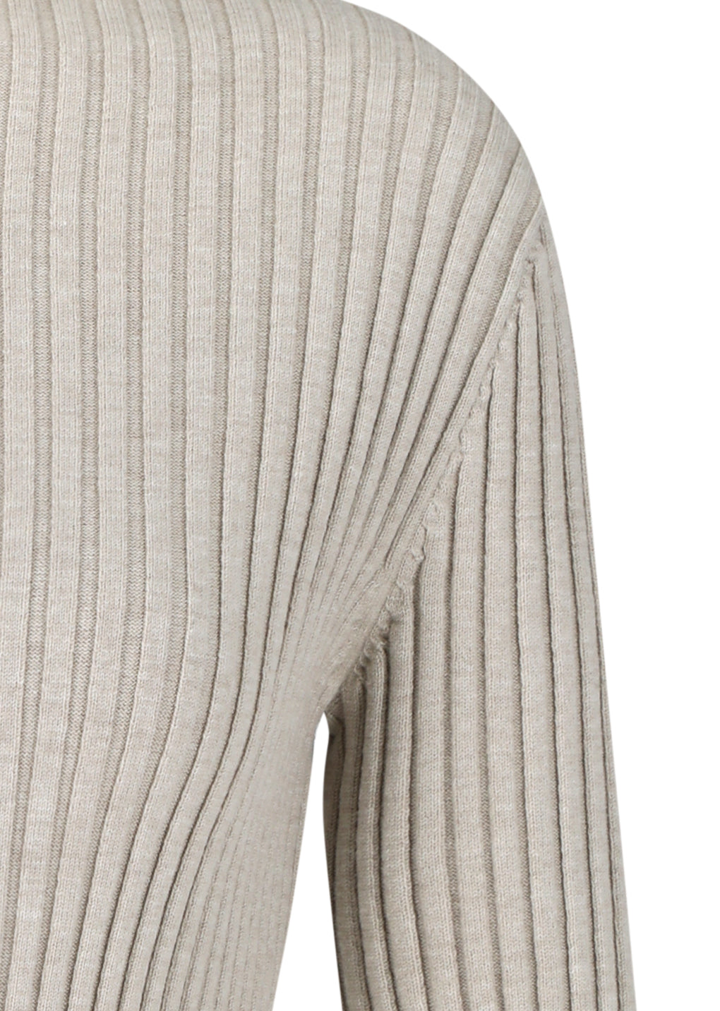 ribbed high neck zip up, beige