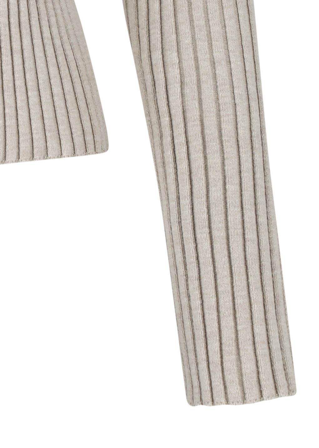 ribbed high neck zip up, beige
