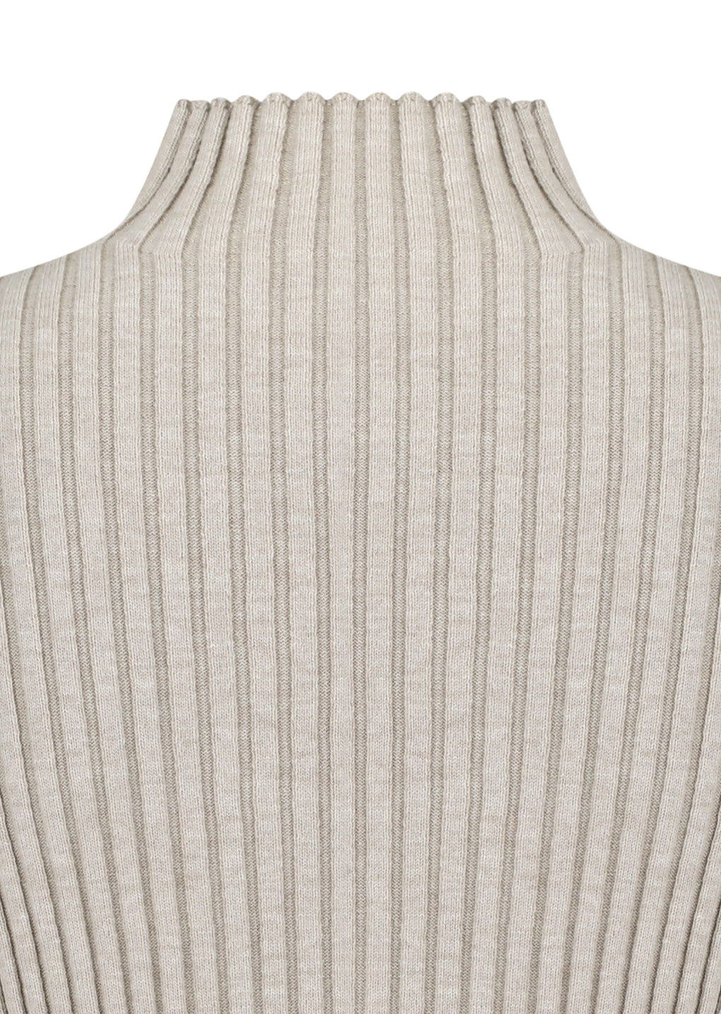 ribbed high neck zip up, beige