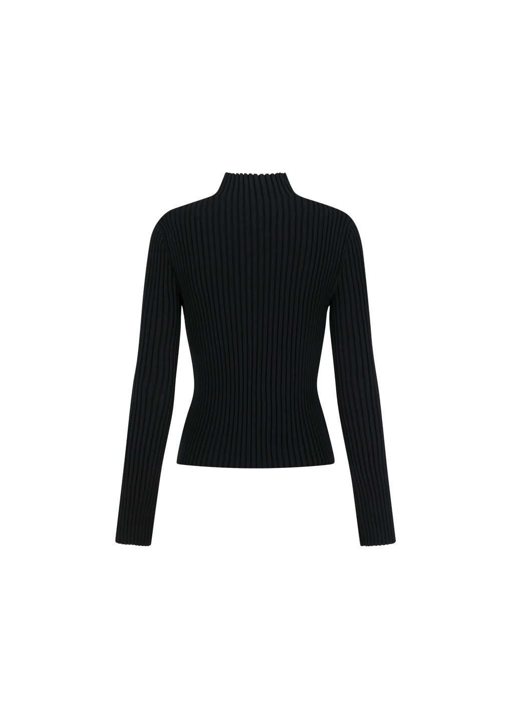 ribbed high neck zip up, black
