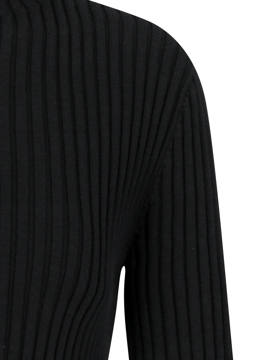 ribbed high neck zip up, black